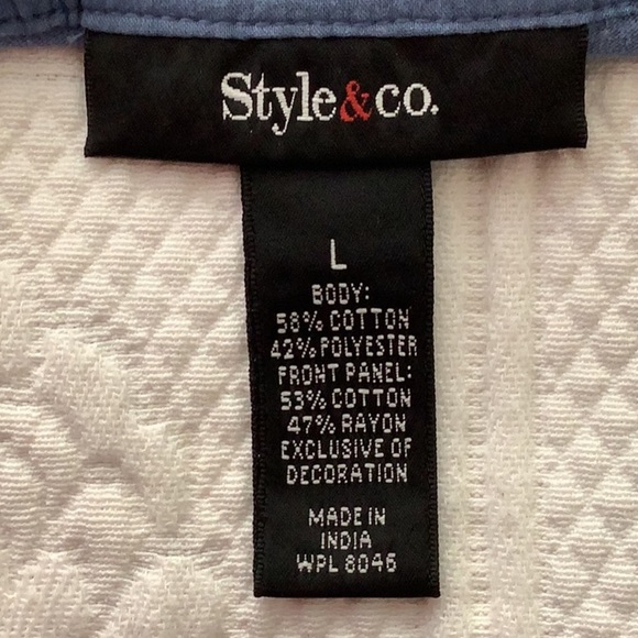 STYLE & CO Embroidered Top L Coastal Granny - Picture 5 of 10